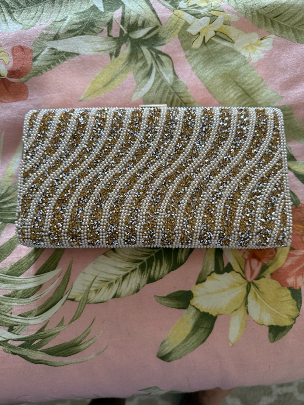 Beaded Gold and Silver Evening Clutch